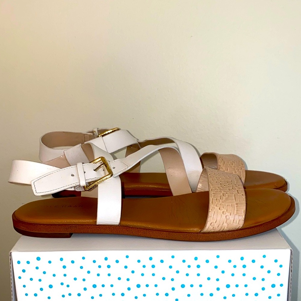 Cole Haan Findra Strappy White and Tan Women's Sandals Size 8 - Picture 5 of 13